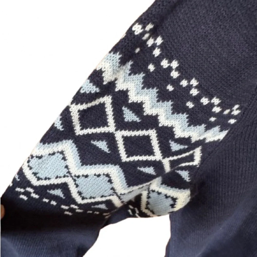 Men's Blue Patterned Sweater Large